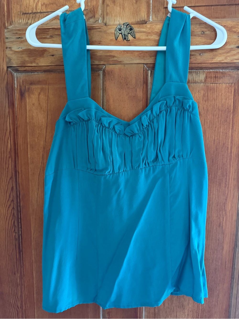 NWT Nanette Lepore Teal Ruffled Bust Sleeveless Camisole